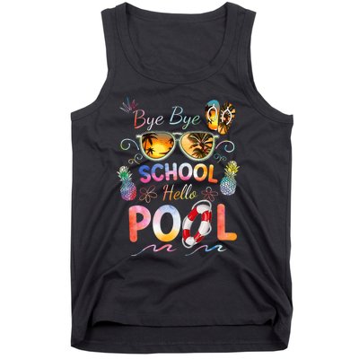 Bye Bye School Hello Pool Funny Summer Vacation Pool School Tank Top