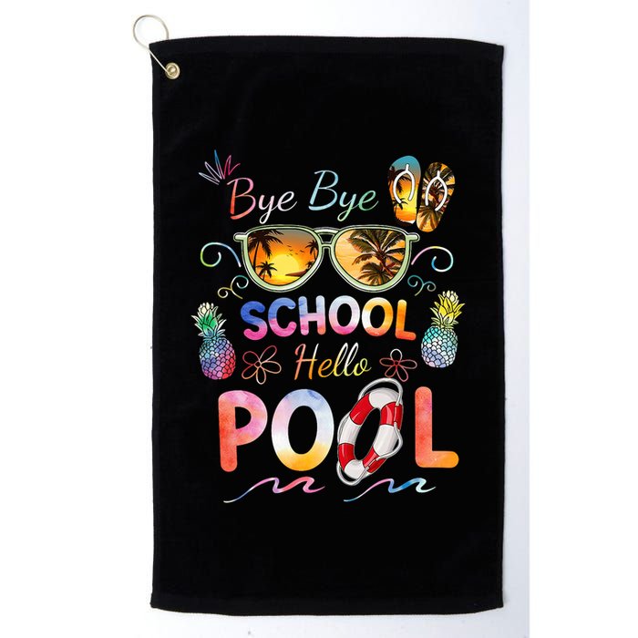 Bye Bye School Hello Pool Funny Summer Vacation Pool School Golf Towel