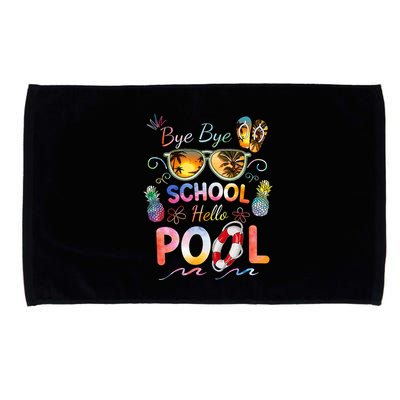 Bye Bye School Hello Pool Funny Summer Vacation Pool School Microfiber Hand Towel