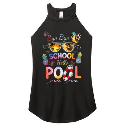 Bye Bye School Hello Pool Funny Summer Vacation Pool School Women's Perfect Tri Rocker Tank
