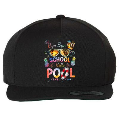 Bye Bye School Hello Pool Funny Summer Vacation Pool School Wool Snapback Cap