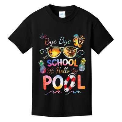 Bye Bye School Hello Pool Funny Summer Vacation Pool School Kids T-Shirt