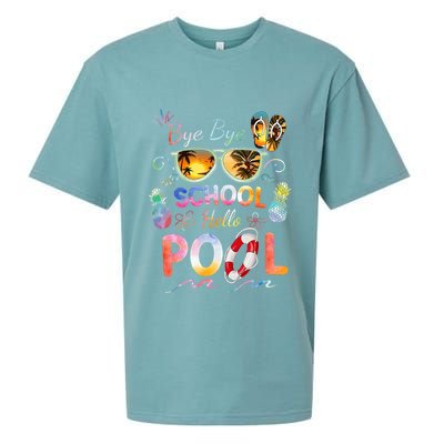 Bye Bye School Hello Pool Funny Summer Vacation Pool School Sueded Cloud Jersey T-Shirt