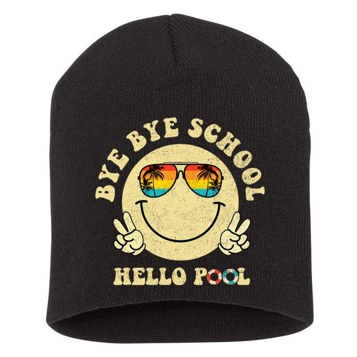 Bye Bye School Hello Summer Smile Face Last Day Of School Short Acrylic Beanie