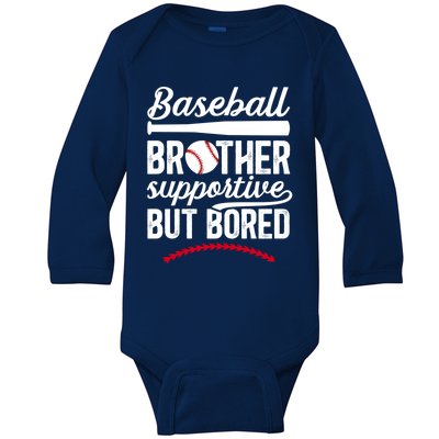 Baseball Brother Supportive Brother Of A Baseball Player Gift Baby Long Sleeve Bodysuit