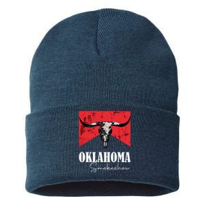 Boho Bull Skull Cow Oklahoma Smokeshow Western Country Sustainable Knit Beanie