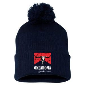 Boho Bull Skull Cow Oklahoma Smokeshow Western Country Pom Pom 12in Knit Beanie