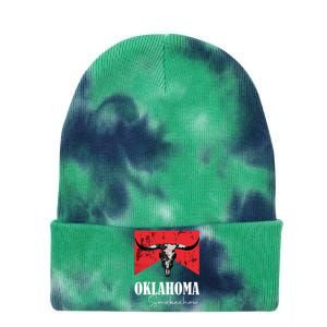 Boho Bull Skull Cow Oklahoma Smokeshow Western Country Tie Dye 12in Knit Beanie