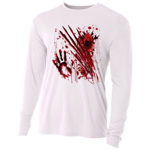 Blood Bloody Splatter Halloween Blood Stained Cooling Performance Long Sleeve Crew