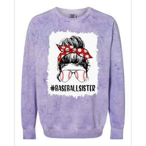 Bleached Baseball Sister Life Messy Bun T Ball Mother's Day Colorblast Crewneck Sweatshirt