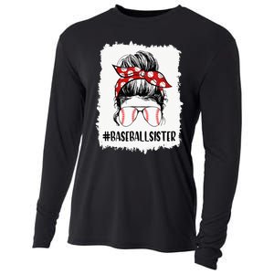 Bleached Baseball Sister Life Messy Bun T Ball Mother's Day Cooling Performance Long Sleeve Crew