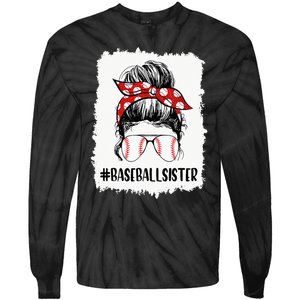 Bleached Baseball Sister Life Messy Bun T Ball Mother's Day Tie-Dye Long Sleeve Shirt