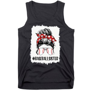 Bleached Baseball Sister Life Messy Bun T Ball Mother's Day Tank Top