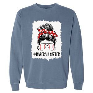 Bleached Baseball Sister Life Messy Bun T Ball Mother's Day Garment-Dyed Sweatshirt