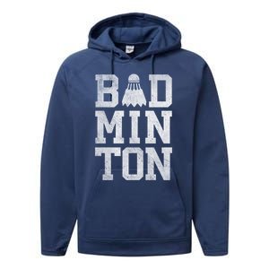 Badminton Birdies Shuttlecock Gift Performance Fleece Hoodie