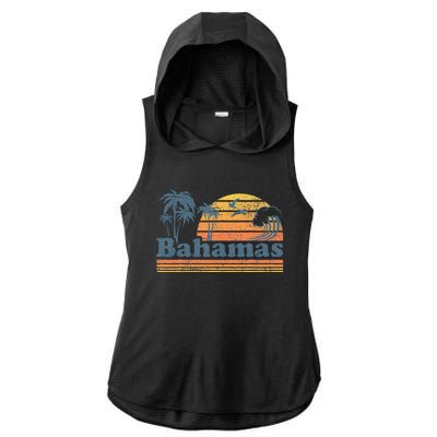 Bahamas Beach Summer Vacation Sunset Vintage 70S Retro Ladies PosiCharge Tri-Blend Wicking Draft Hoodie Tank