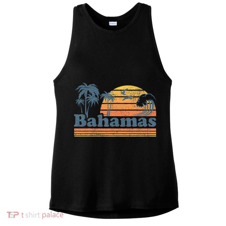 Bahamas Beach Summer Vacation Sunset Vintage 70S Retro Ladies PosiCharge Tri-Blend Wicking Tank