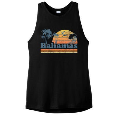 Bahamas Beach Summer Vacation Sunset Vintage 70S Retro Ladies PosiCharge Tri-Blend Wicking Tank