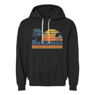 Bahamas Beach Summer Vacation Sunset Vintage 70S Retro Garment-Dyed Fleece Hoodie