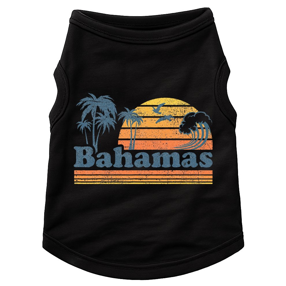 Bahamas Beach Summer Vacation Sunset Vintage 70S Retro Doggie Tank