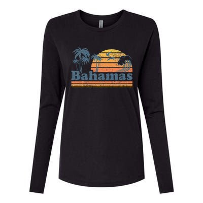 Bahamas Beach Summer Vacation Sunset Vintage 70S Retro Womens Cotton Relaxed Long Sleeve T-Shirt