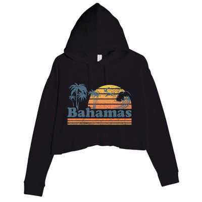 Bahamas Beach Summer Vacation Sunset Vintage 70S Retro Crop Fleece Hoodie