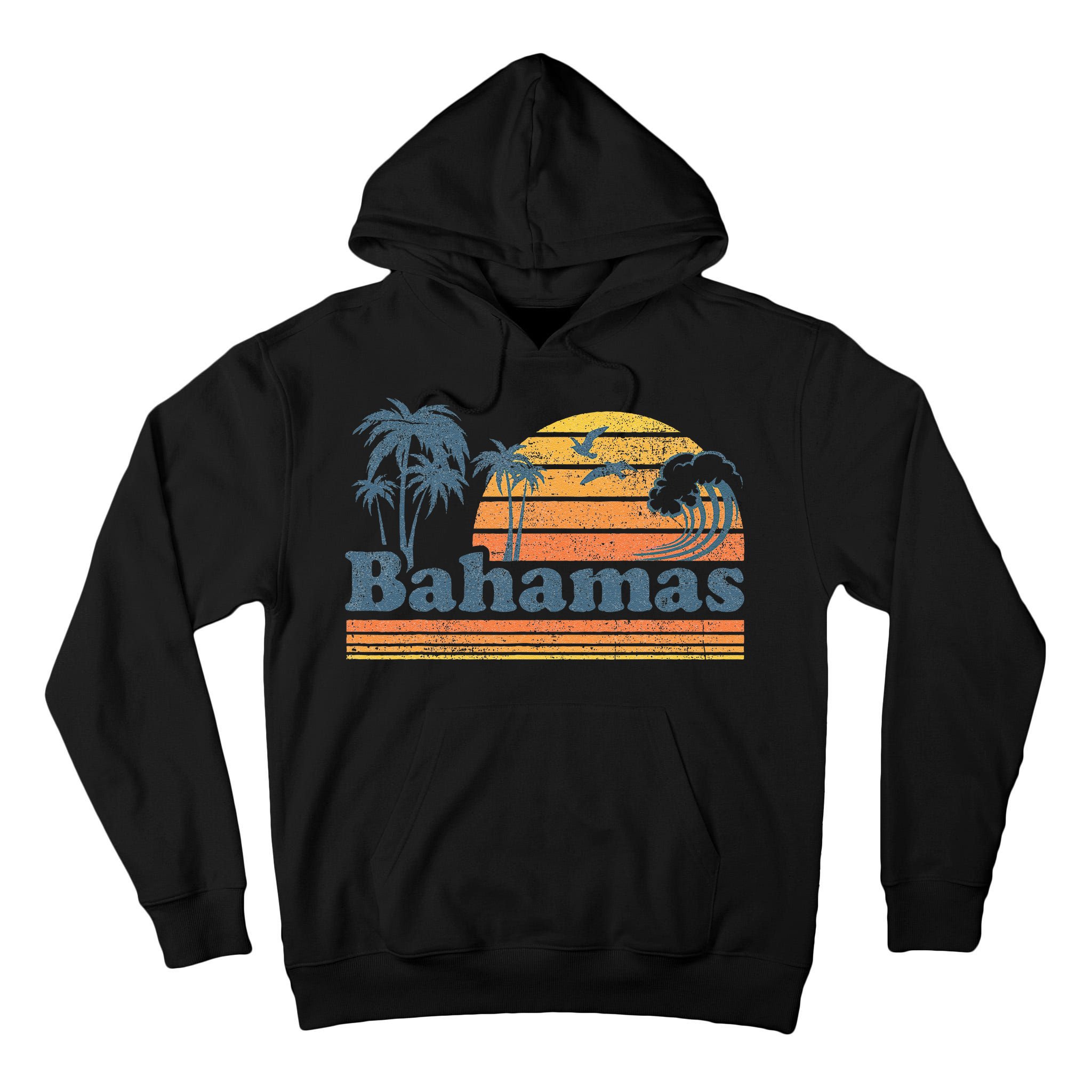 Bahamas Beach Summer Vacation Sunset Vintage 70S Retro Tall Hoodie