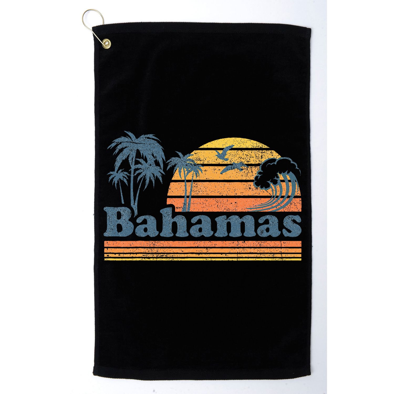 Bahamas Beach Summer Vacation Sunset Vintage 70S Retro Golf Towel