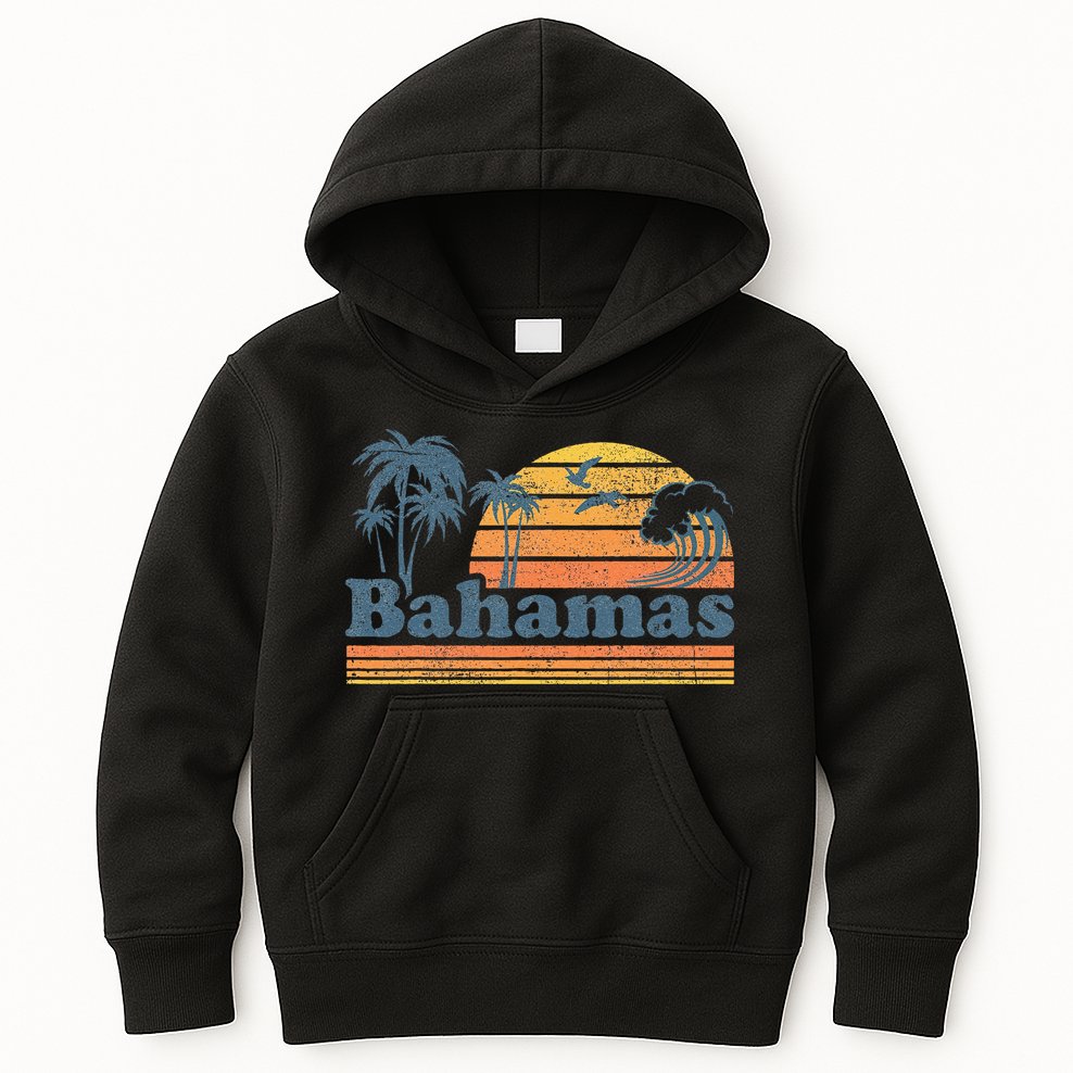 Bahamas Beach Summer Vacation Sunset Vintage 70S Retro Kids Hoodie