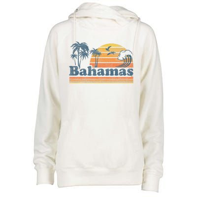 Bahamas Beach Summer Vacation Sunset Vintage 70S Retro Womens Funnel Neck Pullover Hood