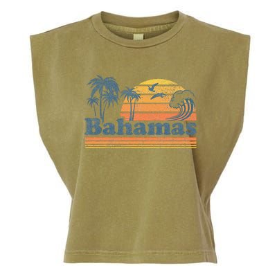 Bahamas Beach Summer Vacation Sunset Vintage 70S Retro Garment-Dyed Women's Muscle Tee