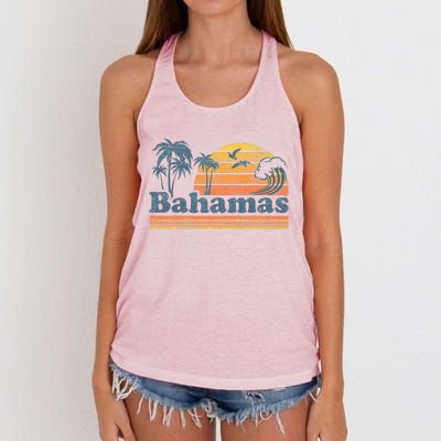 Bahamas Beach Summer Vacation Sunset Vintage 70S Retro Women's Knotted Racerback Tank