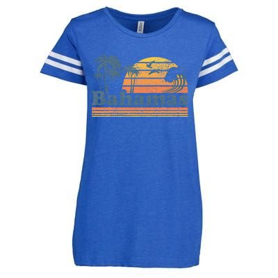 Bahamas Beach Summer Vacation Sunset Vintage 70S Retro Enza Ladies Jersey Football T-Shirt