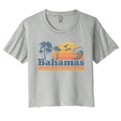 Bahamas Beach Summer Vacation Sunset Vintage 70S Retro Women's Crop Top Tee