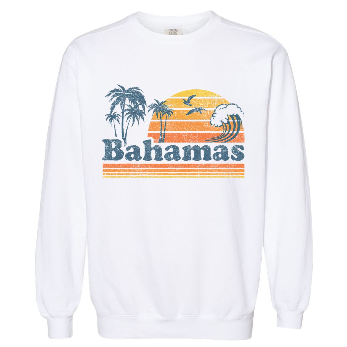 Bahamas Beach Summer Vacation Sunset Vintage 70S Retro Garment-Dyed Sweatshirt