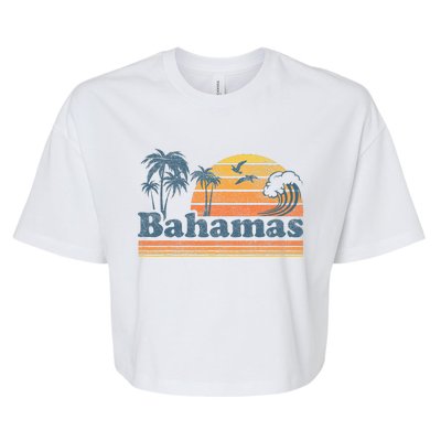 Bahamas Beach Summer Vacation Sunset Vintage 70S Retro Bella+Canvas Jersey Crop Tee