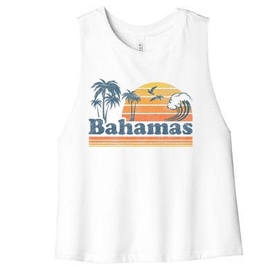 Bahamas Beach Summer Vacation Sunset Vintage 70S Retro Women's Racerback Cropped Tank