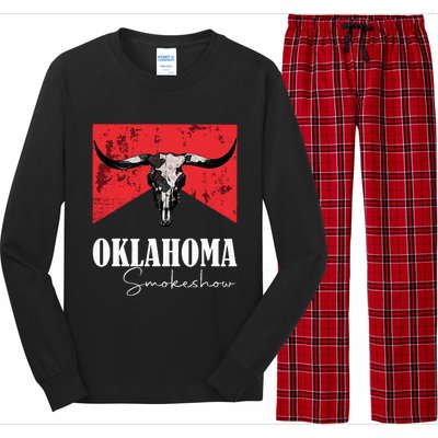 Boho Bull Skull Cow Oklahoma Smokeshow Western Country Long Sleeve Pajama Set