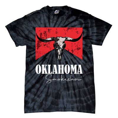 Boho Bull Skull Cow Oklahoma Smokeshow Western Country Tie-Dye T-Shirt