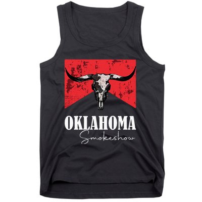 Boho Bull Skull Cow Oklahoma Smokeshow Western Country Tank Top