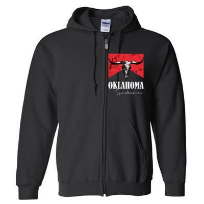 Boho Bull Skull Cow Oklahoma Smokeshow Western Country Full Zip Hoodie