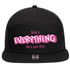 Bar Bie Shes Everything Hes Just Ken As Ken 7 Panel Mesh Trucker Snapback Hat