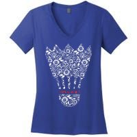 Badminton Birdies Shuttlecocks Artwork Battledore Racket Gift Women's V-Neck T-Shirt