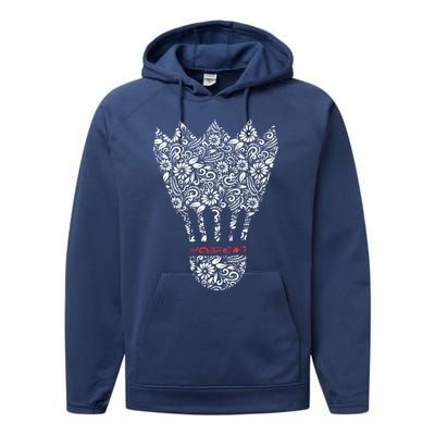 Badminton Birdies Shuttlecocks Artwork Battledore Racket Gift Performance Fleece Hoodie