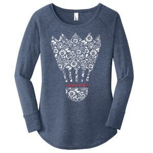 Badminton Birdies Shuttlecocks Artwork Battledore Racket Gift Women's Perfect Tri Tunic Long Sleeve Shirt