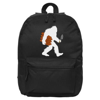 Bigfoot Bricklayer Sasquatch Bricklaying Brick Mason 16 in Basic Backpack