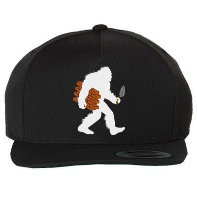 Bigfoot Bricklayer Sasquatch Bricklaying Brick Mason Wool Snapback Cap