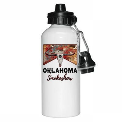 Boho Bull Skull Cow Print Oklahoma Smokeshow Western Country Aluminum Water Bottle