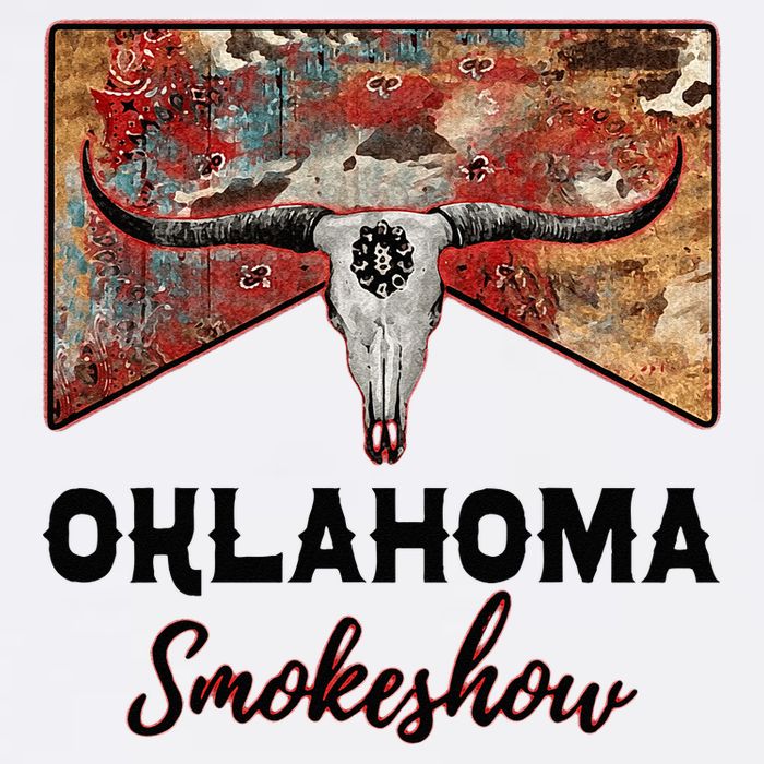 Boho Bull Skull Cow Print Oklahoma Smokeshow Western Country Button