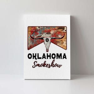 Boho Bull Skull Cow Print Oklahoma Smokeshow Western Country Canvas